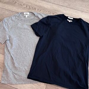COS T-Shirt Mens Large Grey Navy Blue Regular Fit Casual Crew Neck Minimalist